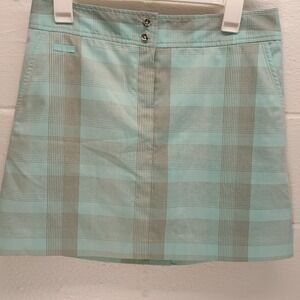 IZOD XFG Skort Women's Size 4 Aqua Blue & Gray Plaid Cool FX Golf Skirt Shorts